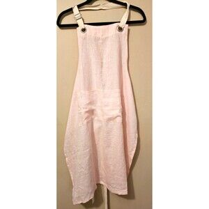 Grove Collaborative Pink 100% Linen Large Pockets Cooking Grilling Apron L4